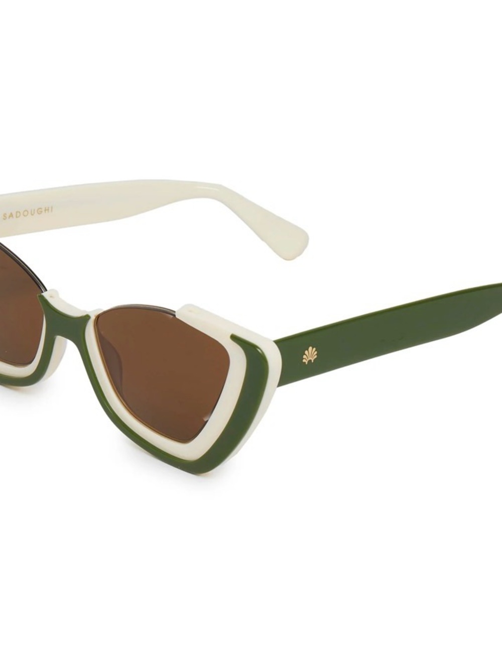 NEW Lele Sadoughi SAGE BRICKELL CAT EYE Palm Beach Green Cream SUNGLASSES - Picture 3 of 7